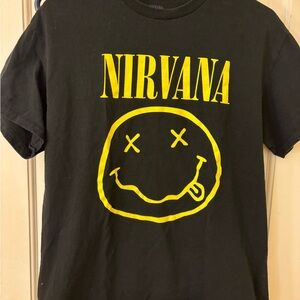 NIRVANA Black Tee with Iconic Smiley